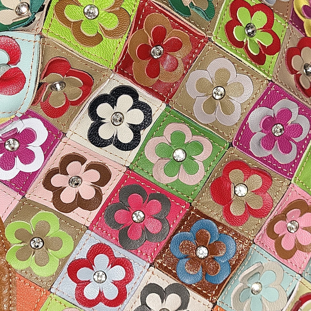 Ameri Leather Colorful Patchwork Floral Tote Bag … - image 2